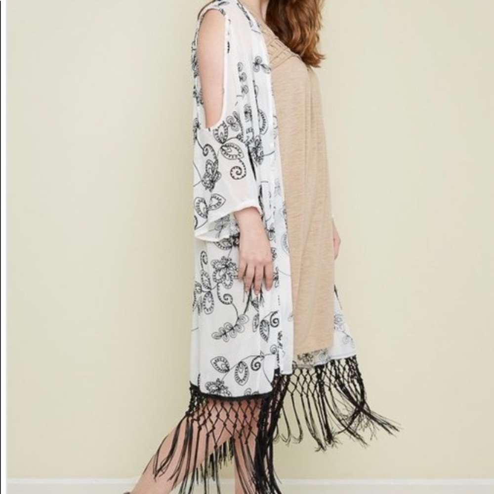 Plus size FRINGE light weight summer kimono